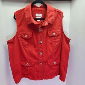 C.J. Banks Red Denim Vest Womans 2X